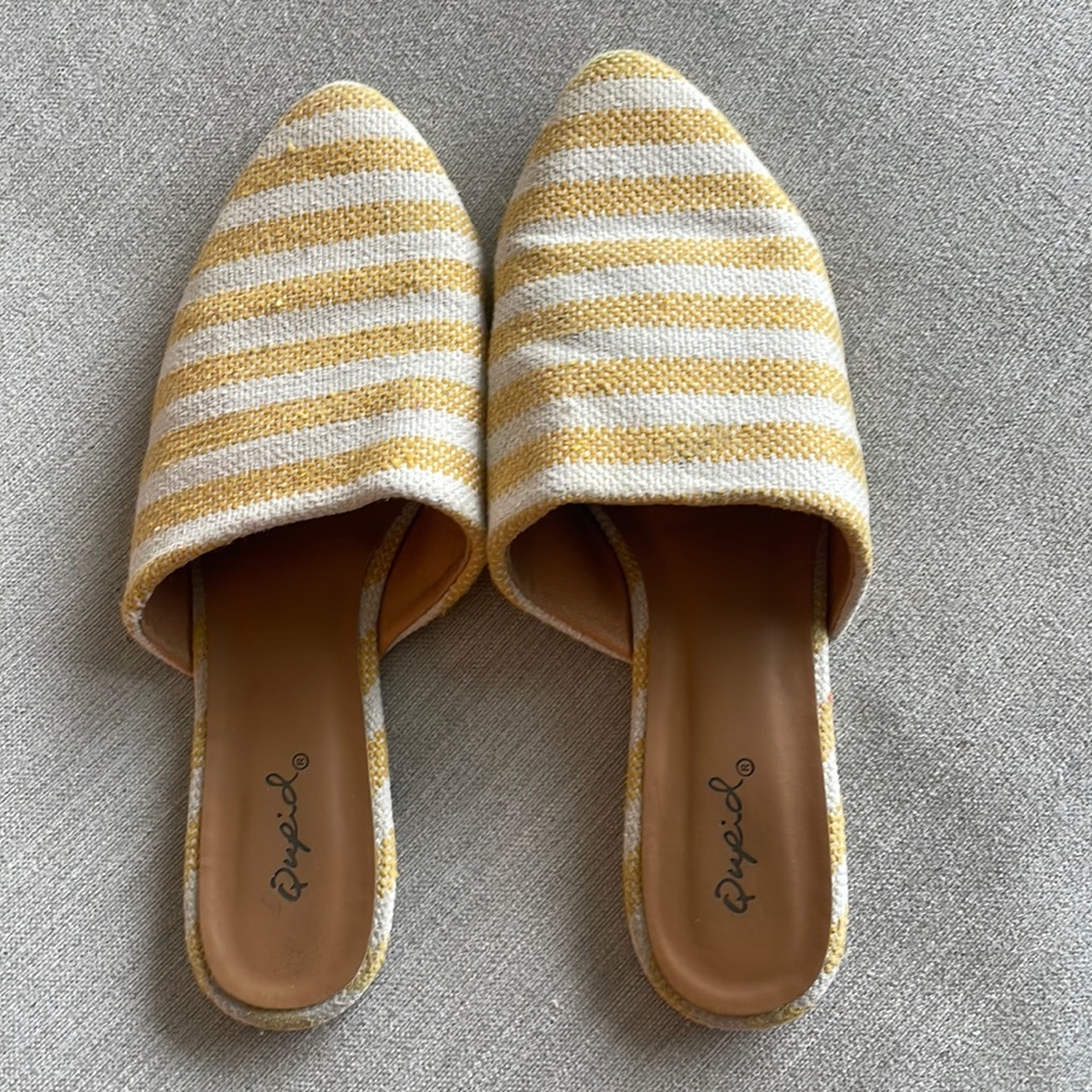 Yellow & white stripe flats